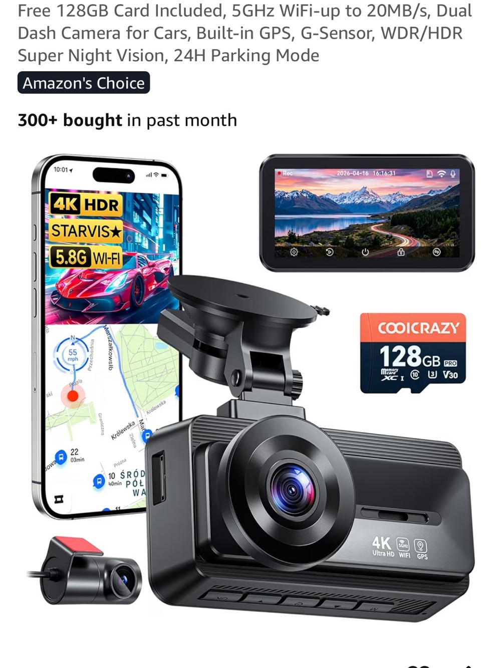 Brand new coolcrazy 4K Dash Cam Dual Lens Car recorder